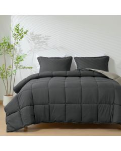 HIG 3pc Gray Queen Size Bedding Comforter Set Duvet 3pc