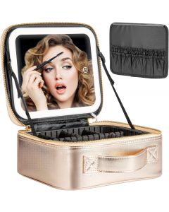 [Delivered by May 4, 2026] Extrei Gent Makeup Travel Train Case with Mirror LED Light 3 Waterproof Portable