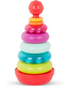 B. toys – Colorful Stacking Rings Teether – Sensory Baby Rattles – Soft Textured Toys for, Bundle of 2