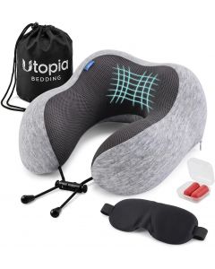 Utopia Bedding Memory Foam Travel Neck Pillow 1 Pack, Bundle of 3
