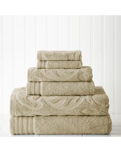 Modern Threads 6 Piece Jacquard/Solid Towel Set-Medallion 6 Piece