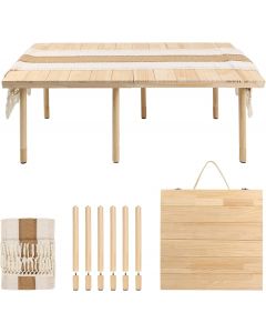 PSDRV 44&quot; x 22&quot; Boho Low Picnic Table Wood Foldable