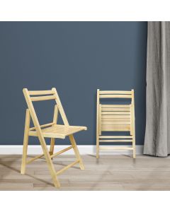 Casual Home Wooden Folding Chairs 2-Pcs Set Wood