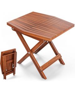 Melino Wooden Folding Outdoor Side Table 18x16x16 in Wood 18x16x16 in