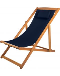 Lavish Home Beach Lounge Chair - Adjustable Height Reclining Sling Wood Portable