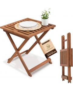 GREEN ALLUVIUM Folding Outdoor Patio &amp; Camping Side Table Wood, Bundle of 2
