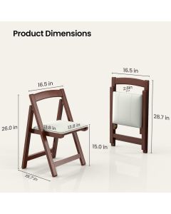 CoPaws Wooden Folding Chair with Cushioned Seat Wood Portable 1 Piece