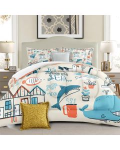 Suklly Cartoon Navigation Comforter Set Queen Microfiber