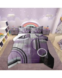 Erosebridal Purple Black Gray Comforter Set Twin
