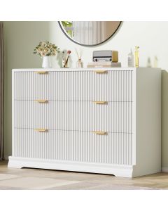 YESHOMY Fluted Dresser for Bedroom with 6 Drawers Wood Metal