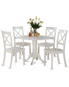 East West Furniture DLBO5-WHI-W 5 Piece Kitchen Table Set for Wood 5 Piece, 42x42 Inch