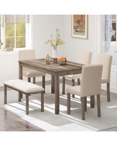 Zevemomo 6-Piece Solid Wood Dining Table Set Wood 6-Piece