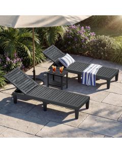 NUNU LAB Outdoor Chaise Lounges Wood Set of 2