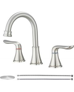 GENBONS Widespread Bathroom Faucets 3 Hole Brushed Nickel 8 3 Piece, 8 Inch