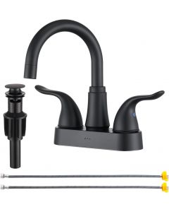 KPW Bathroom Sink Faucet 2 or 3 Hole Matte 4 Inch, Bundle of 2