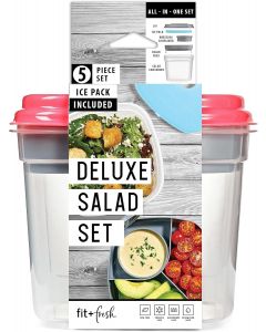 Fit &amp; Fresh Pink Salad Container For, Bundle of 2