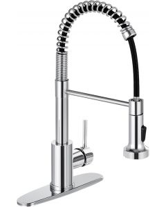 DJS Kitchen Faucets with Pull Down Sprayer Chrome High