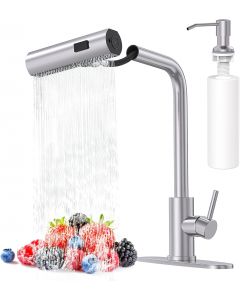 AVSIILE Brushed Nickel Kitchen Faucets with Pull Down Sprayer &amp; Soap Dispenser Stainless Steel