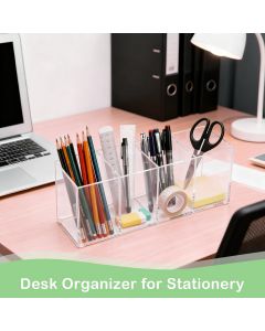 elysolpluv Clear Acrylic 4-Compartment Organizer Box, Bundle of 2
