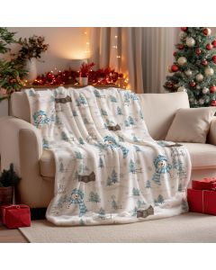 Horaldaily Christmas Blue Snowman Pine Flannel Throw Blanket 50x60 50x60, Bundle of 2