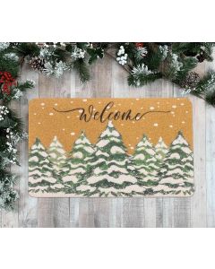 Mealah Winter Welcome-Doormat-Front Door - Snowflake Pine-Tree Outdoor- Entrance-Porch 17x29 Inch, Bundle of 2