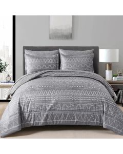 WONGS BEDDING Grey Boho Comforter Set Queen