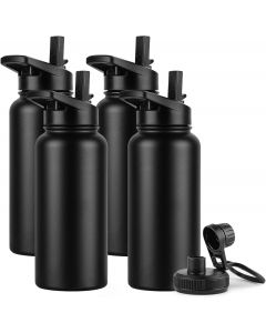 DOMICARE 32 oz Insulated Water Bottle Bulk Stainless Steel 4 Pack, 32 oz