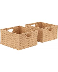 Seville Classics Premium Handwoven Portable Laundry Bin Basket with Portable 2-Pack