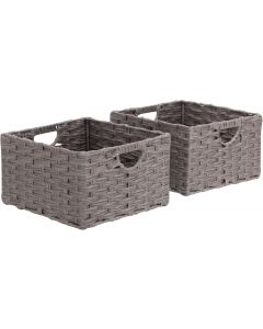 Seville Classics Premium Handwoven Portable Laundry Bin Basket with Portable 2-Pack