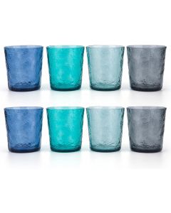 KX-WARE 12-ounce Acrylic Old Flashion Glasses Plastic Tumblers Glass Plastic set of 8, Bundle of 2