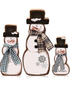 Suzile 3 Pcs Winter Snowman Table Decorations, Bundle of 3