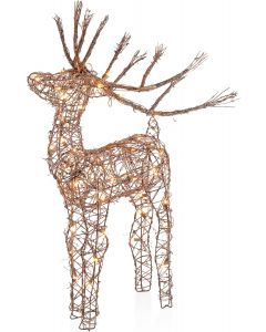 Alpine Corporation 35&quot; Tall Outdoor Rattan Reindeer Lawn Decoration with 50 White LED Lights