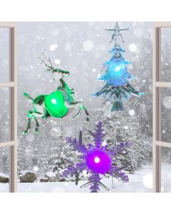 BANBERRY DESIGNS Christmas Lighted Window Decorations Set of Set of 3, 5 Inch, Bundle of 2