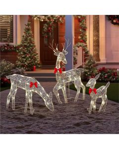 WHNICUST Pre-Lit Outdoor Christmas Deer Family Set Waterproof 3-Piece