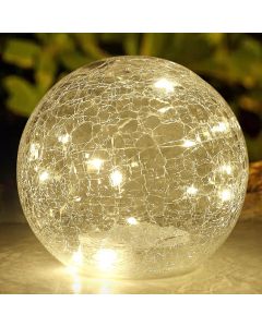 IdealXmas Glass Crackle Globe LED Lamp Battery Glass, Bundle of 2