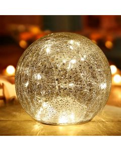 IdealXmas Glass Mercury Crackle LED Glass Globe Ball Lamp Glass, Bundle of 2