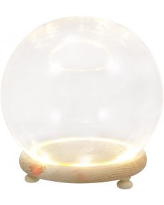 EXCEART Glass Dome with Wooden Base 4 Inch Clear Display Cover Ornament for Home Decor Featuring Led Lighted, Bundle of 2