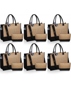 Sanwuta Burlap Tote Bags Bulk 7 Inch, 17 x 13 x 7 Inch
