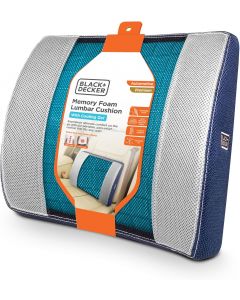 BLACK+DECKER Cooling Gel Lumbar Memory Foam Cushion – Ergonomic Back Support Travel Pillow with