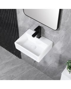 KARAMAG Small Vessel Sink 15&quot;x12&quot; Wall Mount Bathroom Sink Ceramic