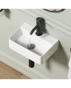 QISHKA Wall Hung Bathroom Vessel Sink Ceramic