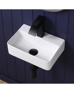 KMOEM Small Wall Mount Bathroom Vessel Sink 14&quot;x10&quot; Rectangular Ceramic