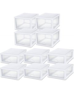 Sterilite 4-Pack 27 Quart &amp; 6-Pack 16 Quart Stackable Clear Drawer Organizers Plastic 4-Pack, 6-Pack