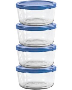 Anchor Hocking 2 Cup Glass Storage Containers with Glass Set of 4, Bundle of 2