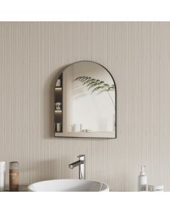 MYlovelylands Black Arched Bathroom Mirror 15x18 Inch Metal 15x18 Inch