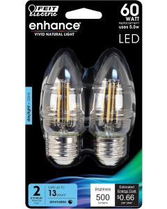Feit Electric B10 Enhance LED Light Bulb Electric 2 Pack, Bundle of 3