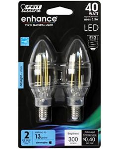 Feit Electric BPCTC40950CAFIL/2/RP 40W EQ DM Candelabra LED Light Bulb Electric, Bundle of 3