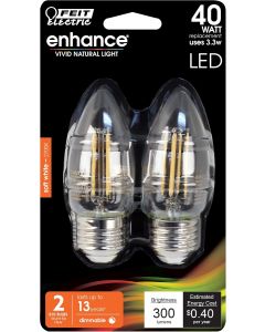 Feit Electric B10 Enhance LED Light Bulb Electric 2 Pack, Bundle of 3