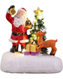 ariarly Christmas Village Santa Tree Reindeer Scene with Figurines, Bundle of 4