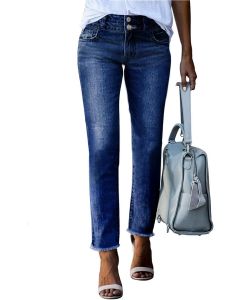 [Delivered by May 4, 2026] Sidefeel Women's High Waisted Jeans Strechy Fashion Raw Hem